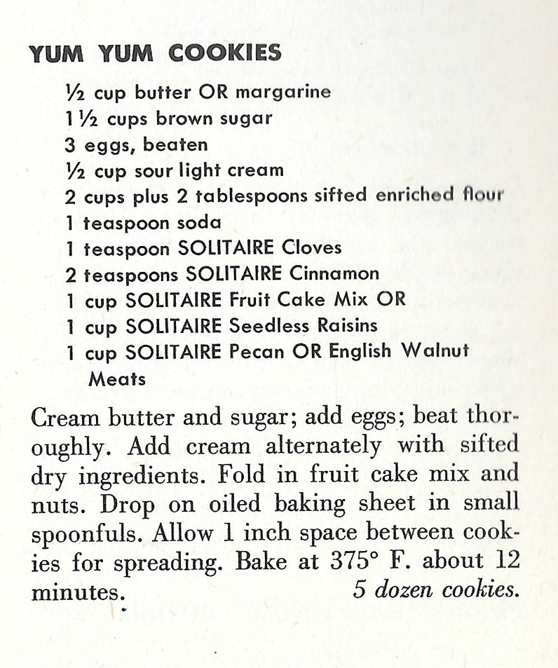 Yum Yum Cookies from Selected High Altitude Recipes, 1937, 1947