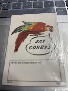 Corby's Presents Ten Superb Recipes, 1945. Nearly Mint Condition.